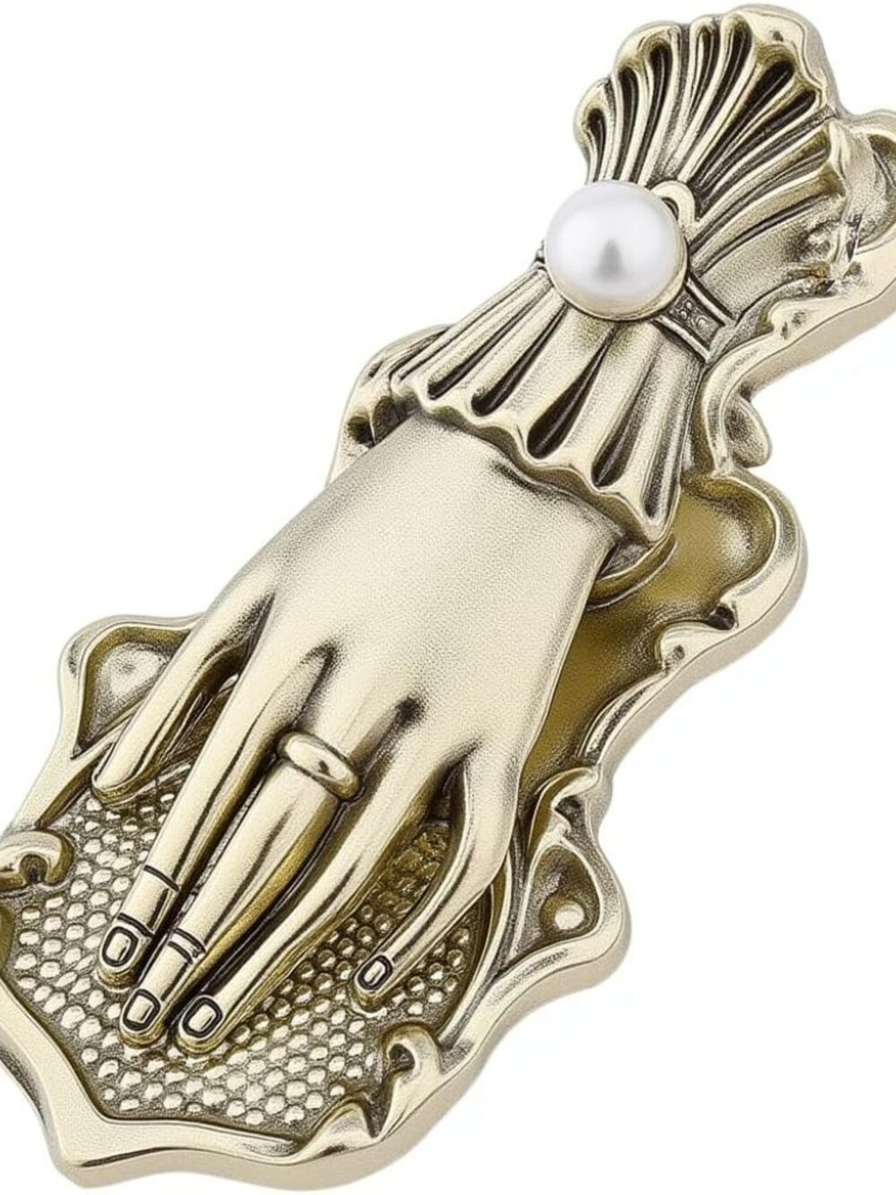 Vintage Lady's Hand Book Clip 3D Metal Antique Bronze Pearl Journal Paper Storag - Picture 7 of 7